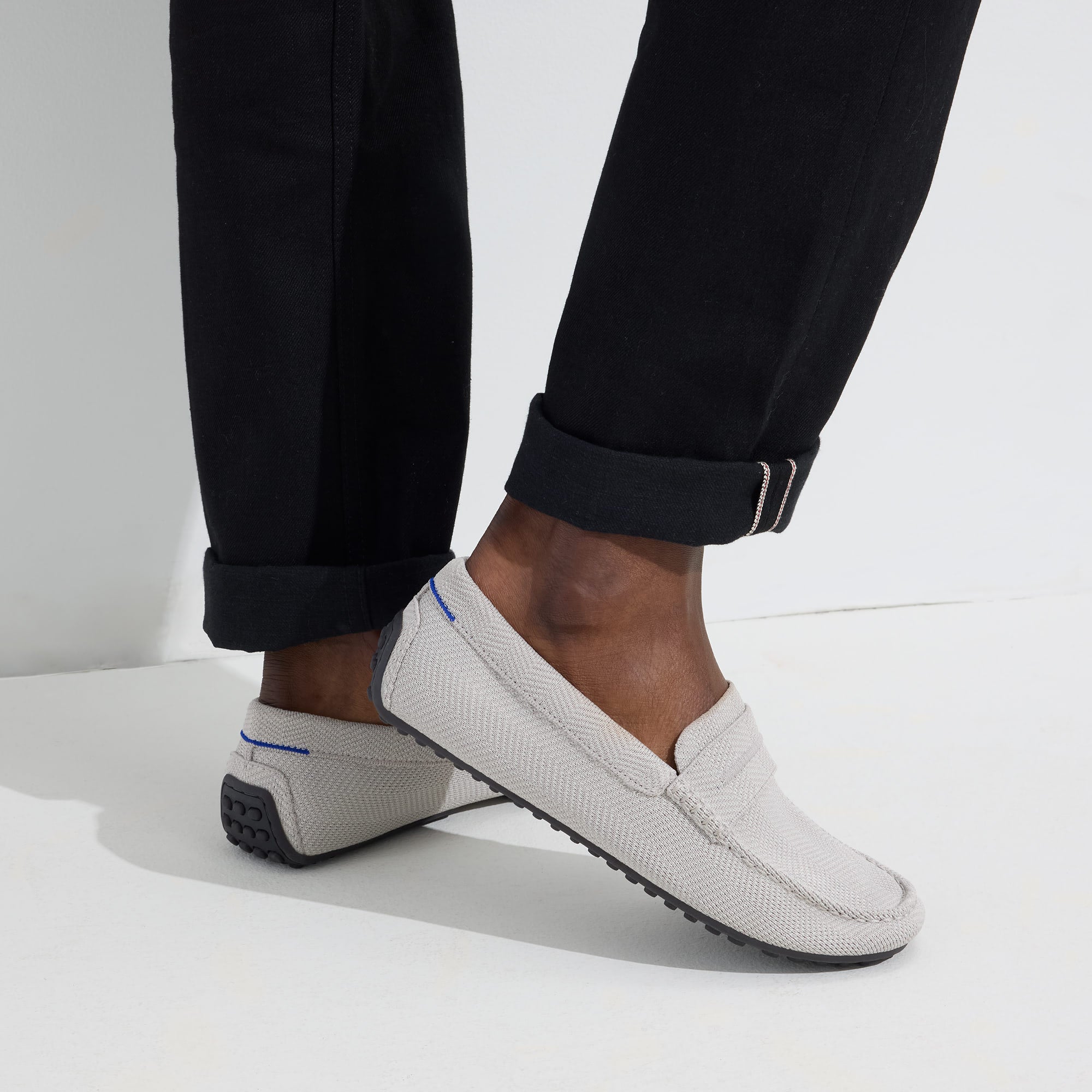 Alternative view of The Driving Loafer   Light Grey Herringbone