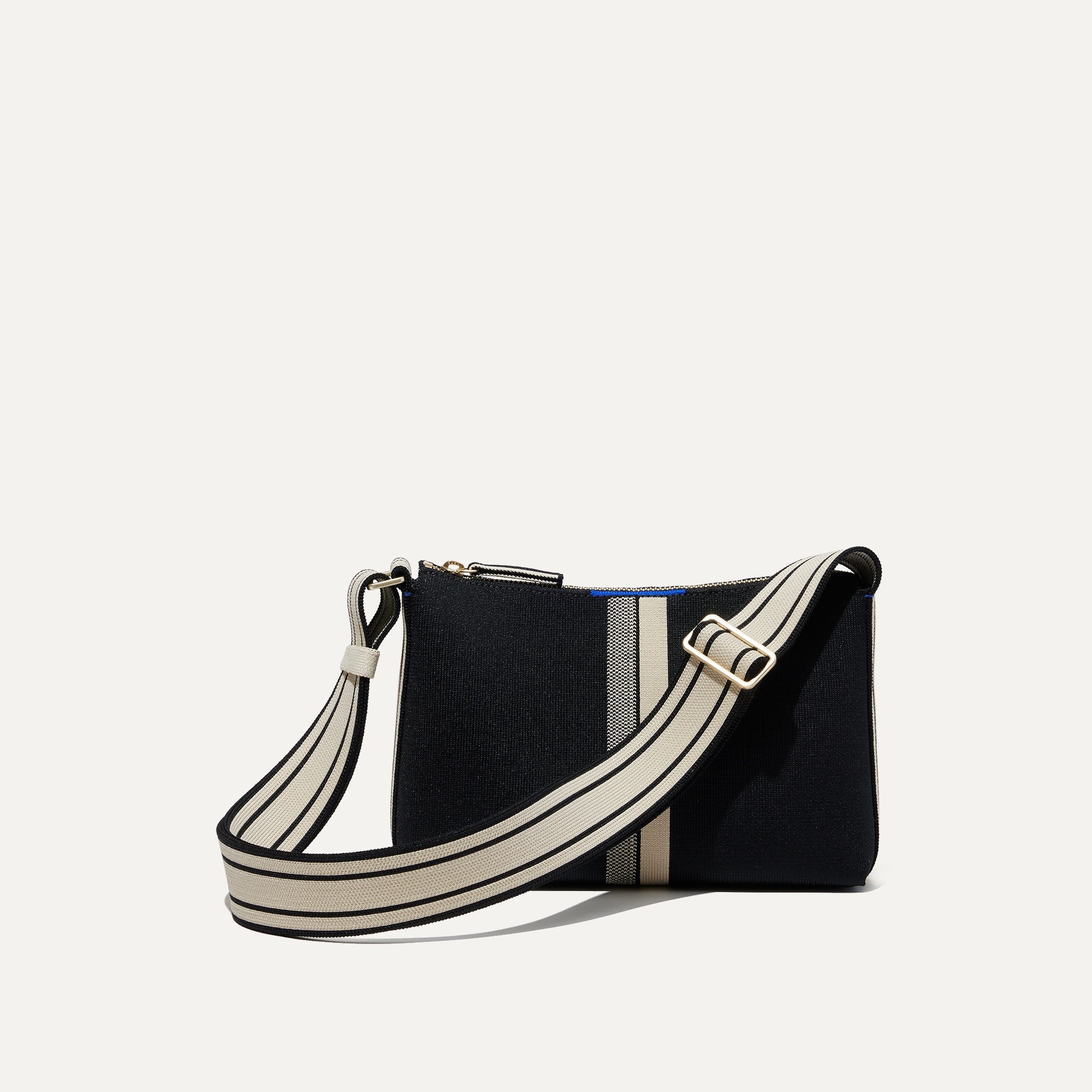 The Casual Crossbody   Black and Ivory Stripe