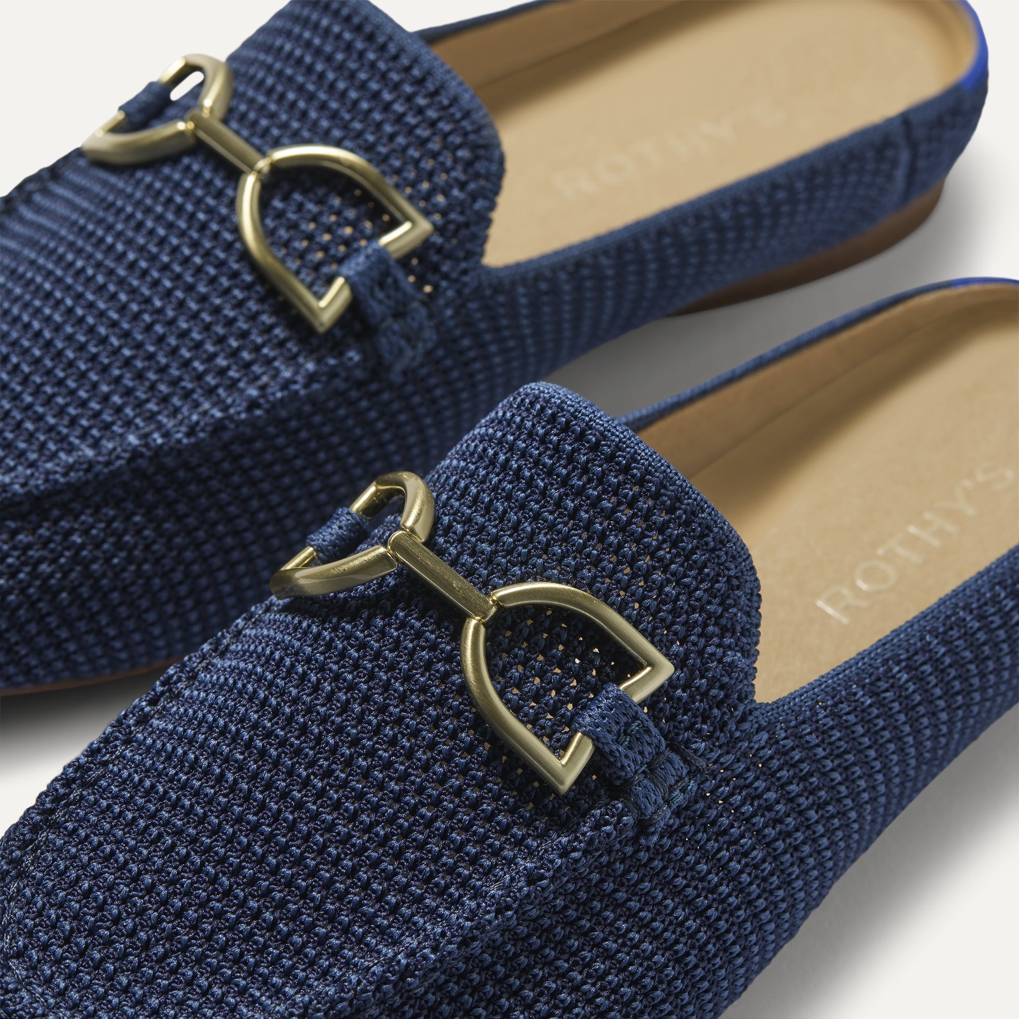 Alternative view of The Double Bit Loafer Mule   Blue Raffia Knit