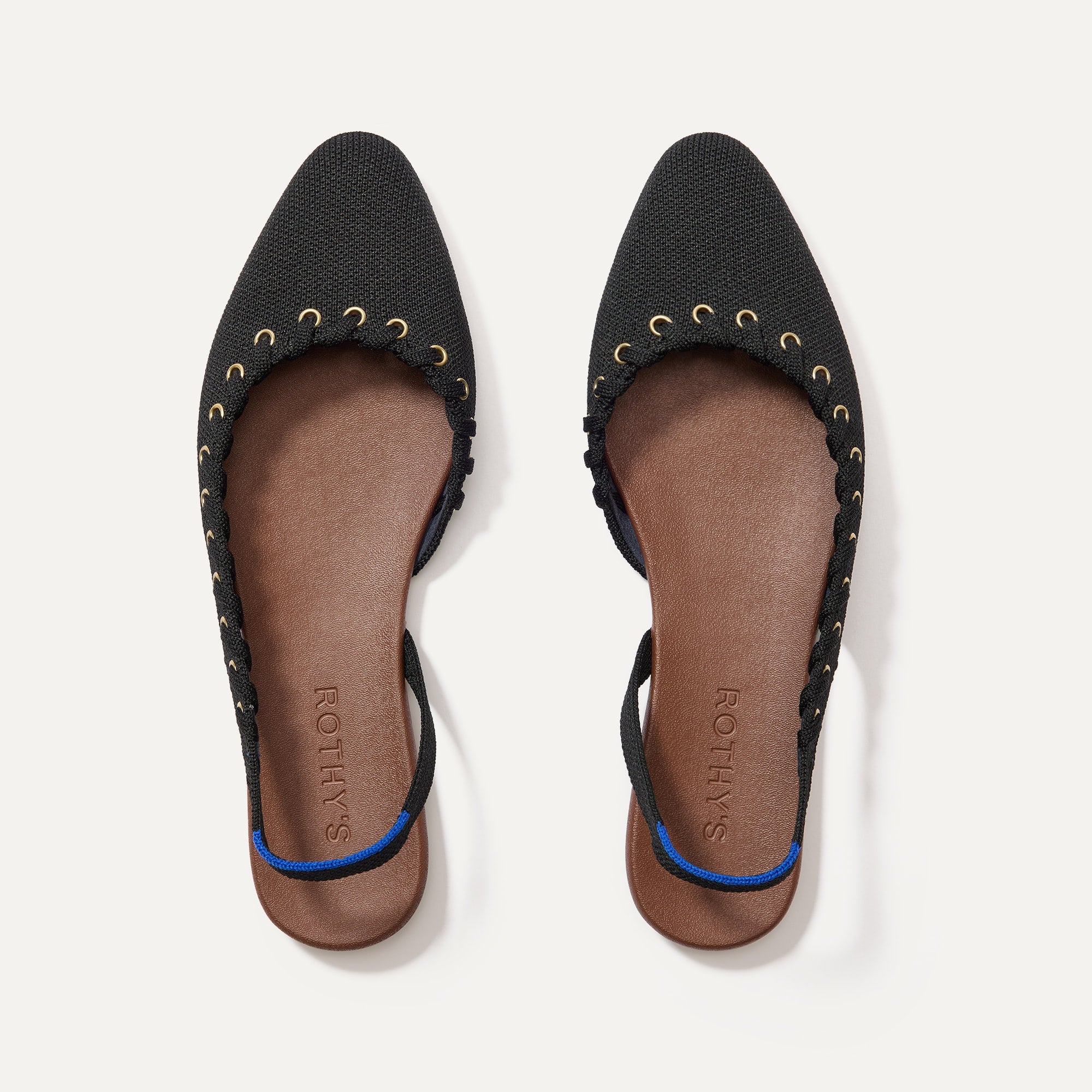 The Almond Slingback   Eyelet Black