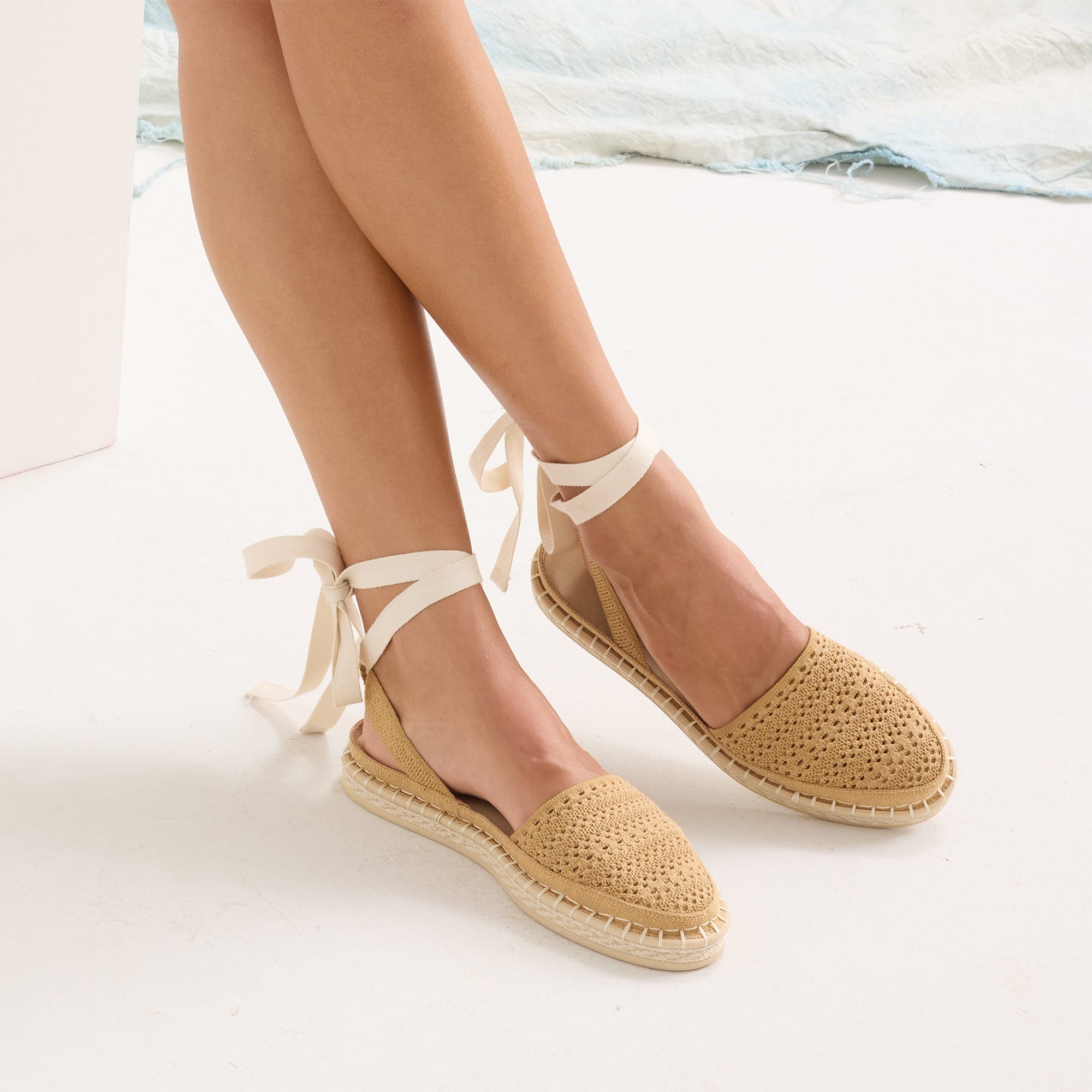 Alternative view of The D'Orsay Espadrille   Camel Crochet